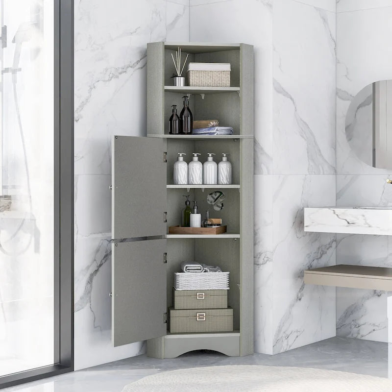 Armoire d'angle de salle de bain autoportante haute