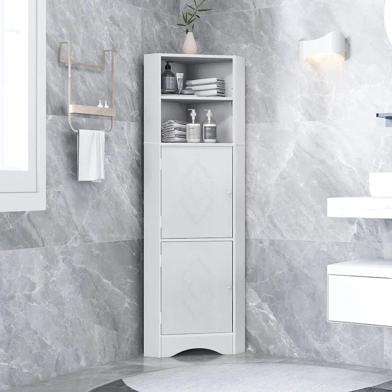 Armoire d'angle de salle de bain autoportante haute