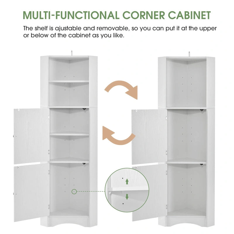 Armoire d'angle de salle de bain autoportante haute