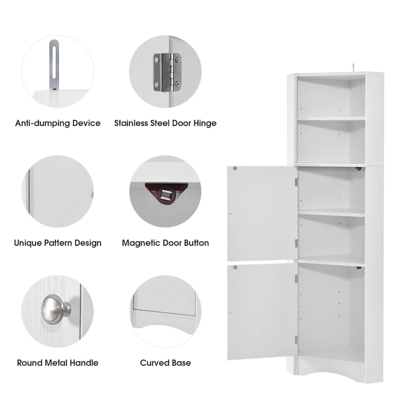 Armoire d'angle de salle de bain autoportante haute