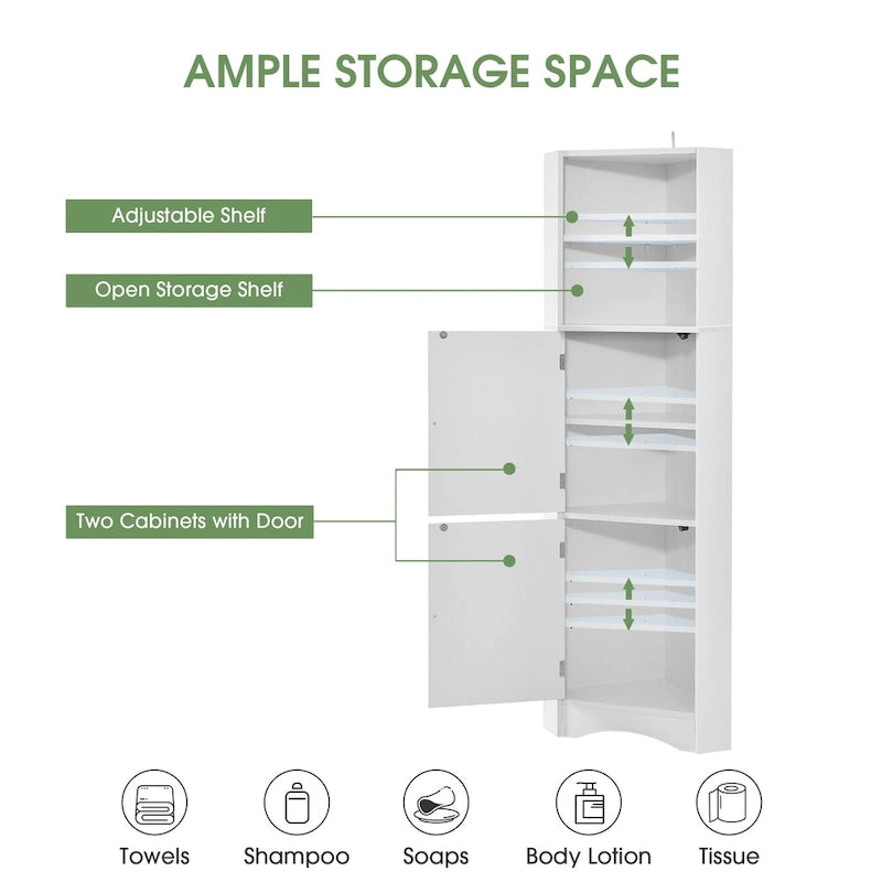 Armoire d'angle de salle de bain autoportante haute