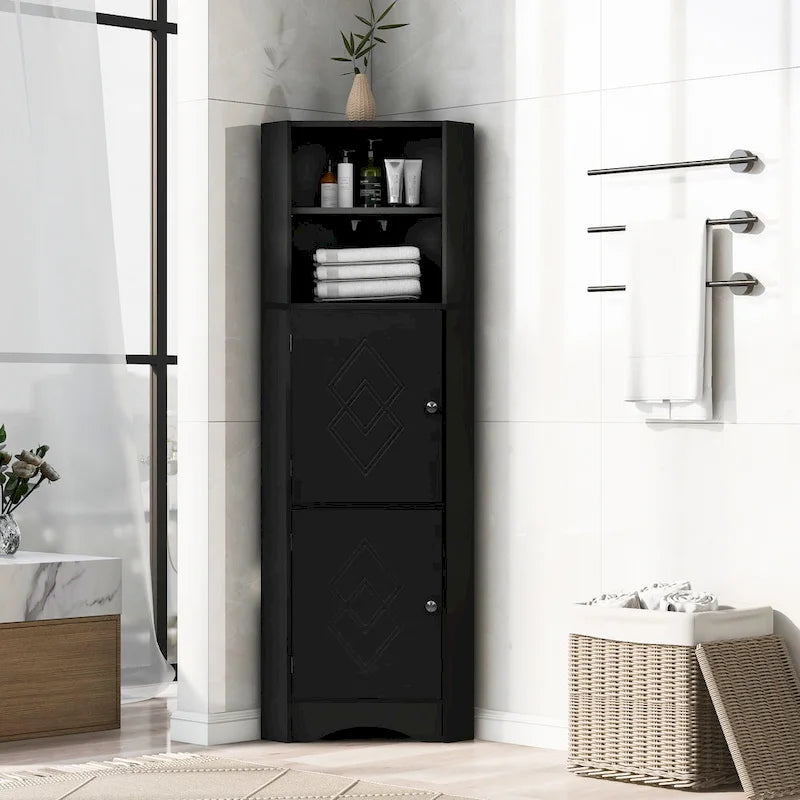 Armoire d'angle de salle de bain autoportante haute