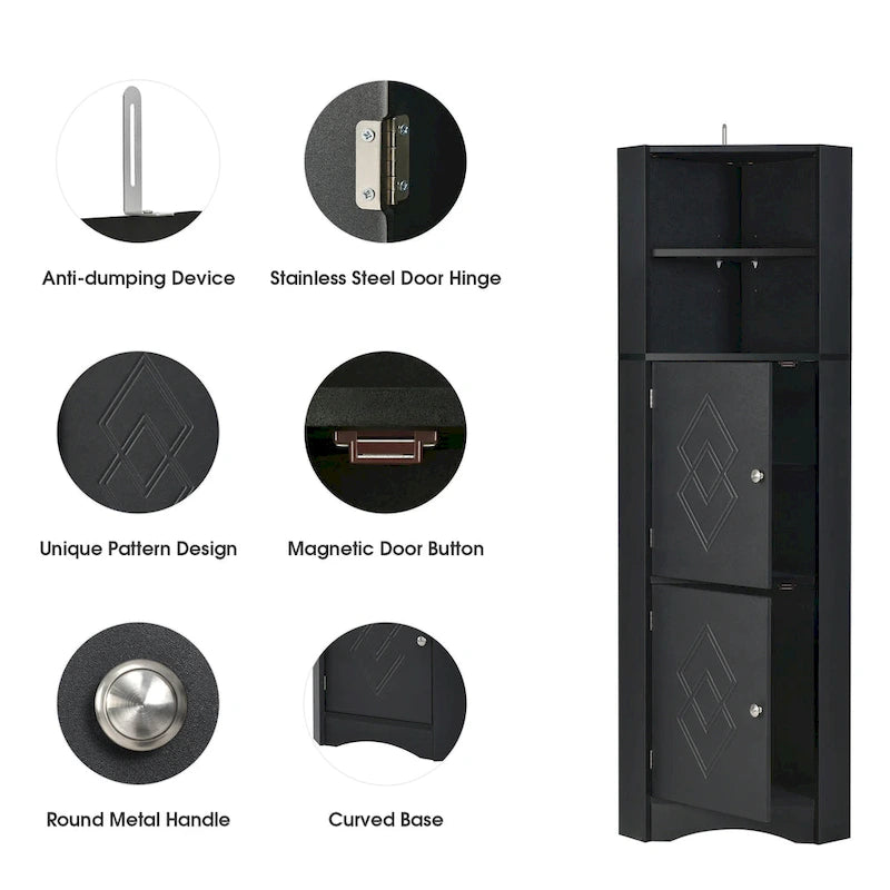 Armoire d'angle de salle de bain autoportante haute