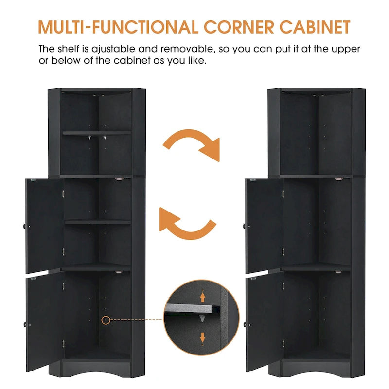 Armoire d'angle de salle de bain autoportante haute