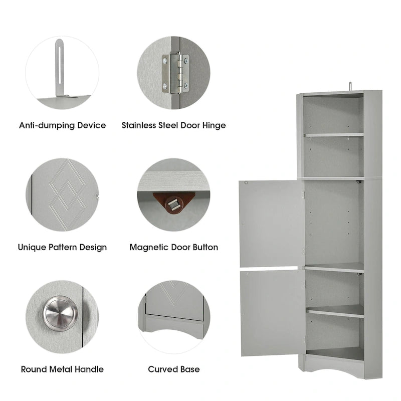 Armoire d'angle de salle de bain autoportante haute
