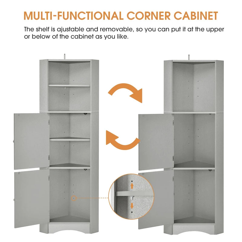 Armoire d'angle de salle de bain autoportante haute