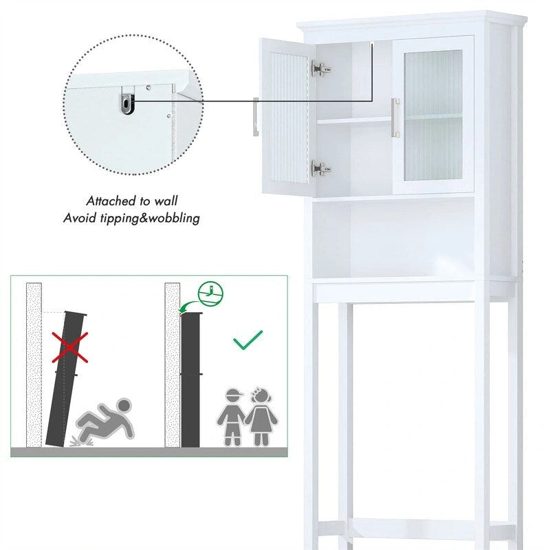 Armoire de rangement à installer au-dessus des toilettes - 9,4 cm (P) x 26,77 cm (L) x 66,92 cm (H)
