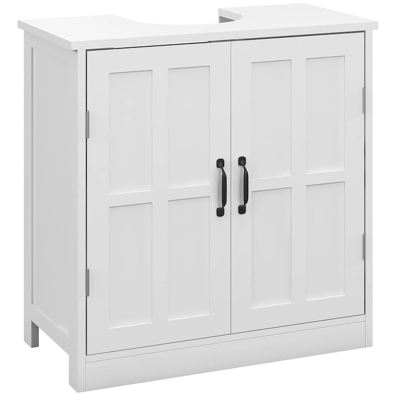 Meuble sous-vasque de salle de bain, meuble sous-vasque sur pied avec étagère réglable, blanc