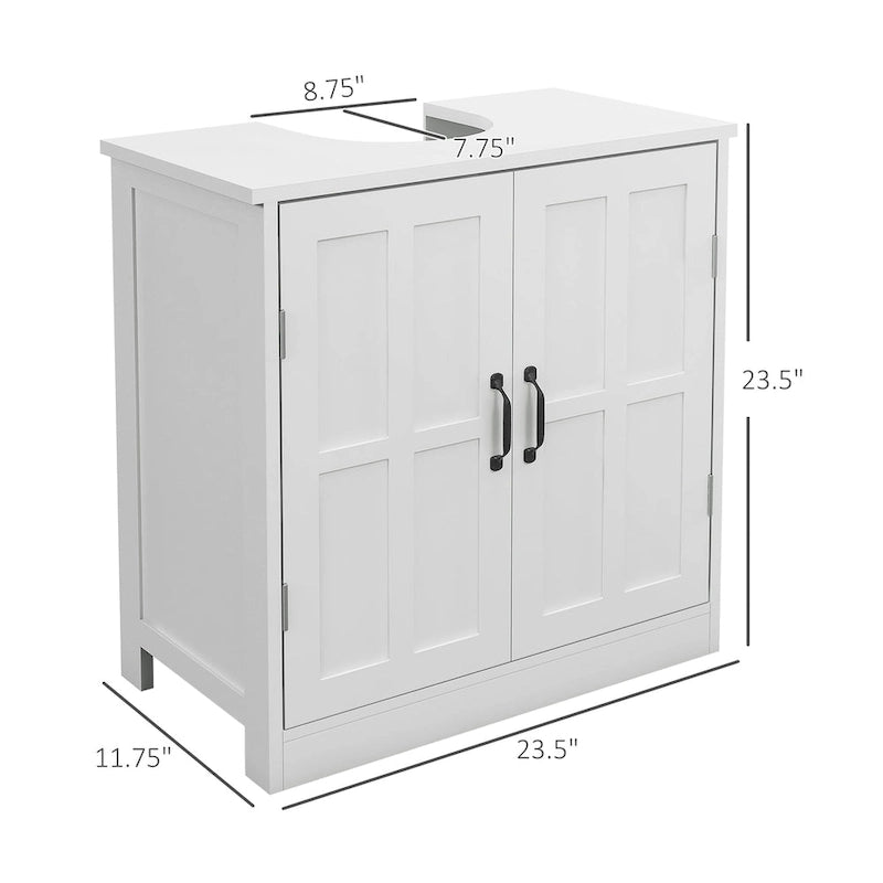 Meuble sous-vasque de salle de bain, meuble sous-vasque sur pied avec étagère réglable, blanc