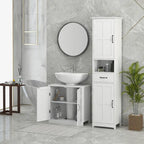 Meuble sous-vasque de salle de bain, meuble sous-vasque sur pied avec étagère réglable, blanc