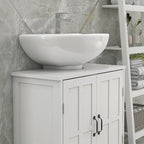 Meuble sous-vasque de salle de bain, meuble sous-vasque sur pied avec étagère réglable, blanc