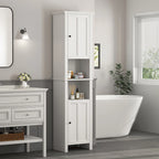 Armoire de rangement en bois pour salle de bain avec 2 portes et étagères