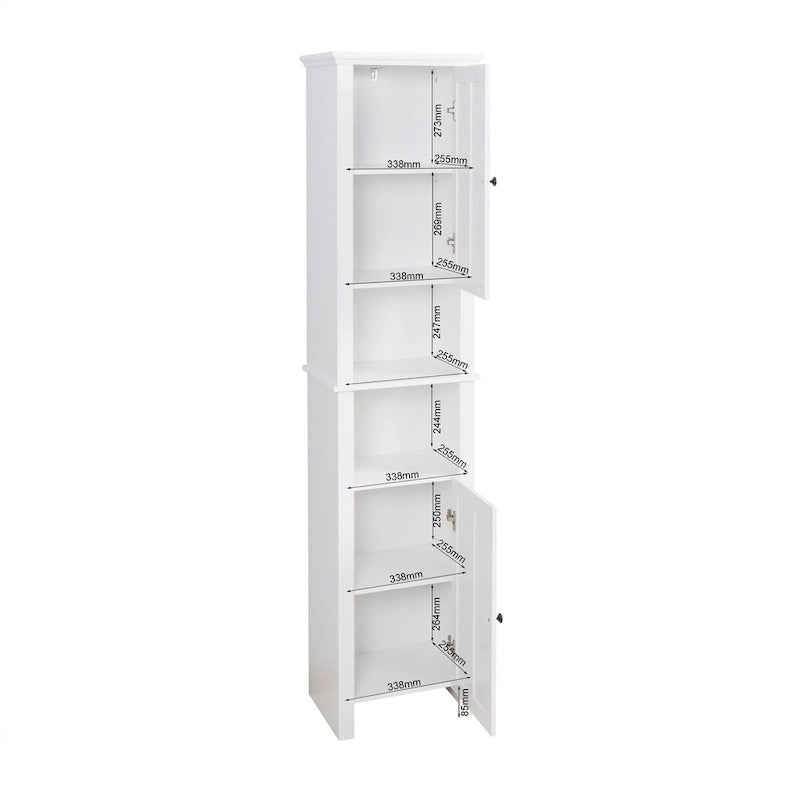 Armoire de rangement en bois pour salle de bain avec 2 portes et étagères