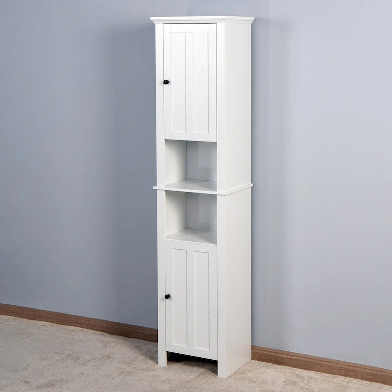 Armoire de rangement en bois pour salle de bain avec 2 portes et étagères
