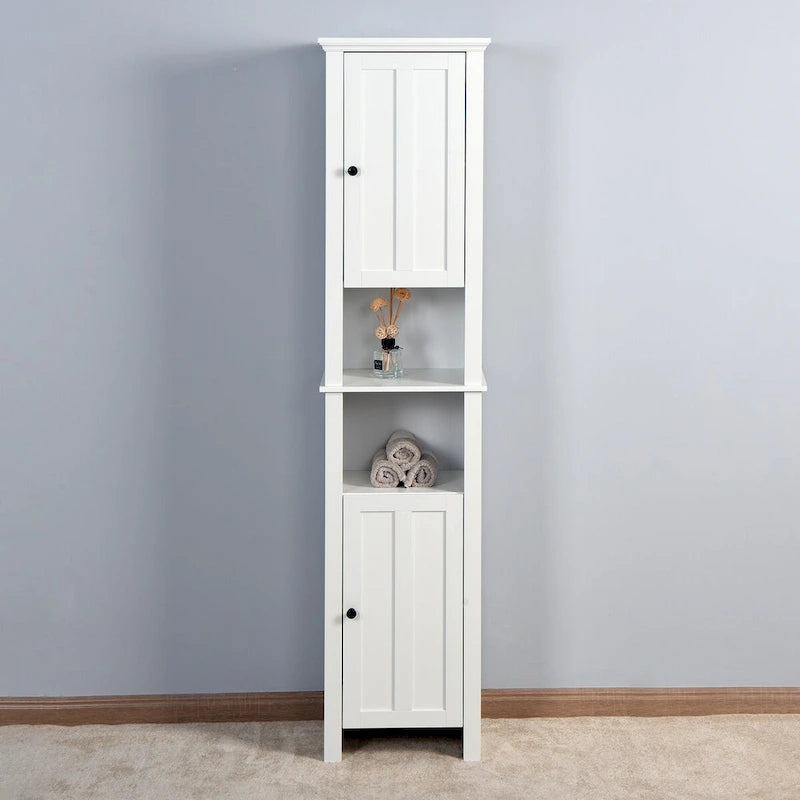 Armoire de rangement en bois pour salle de bain avec 2 portes et étagères