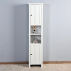 Armoire de rangement en bois pour salle de bain avec 2 portes et étagères