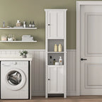 Armoire de rangement en bois pour salle de bain avec 2 portes et étagères