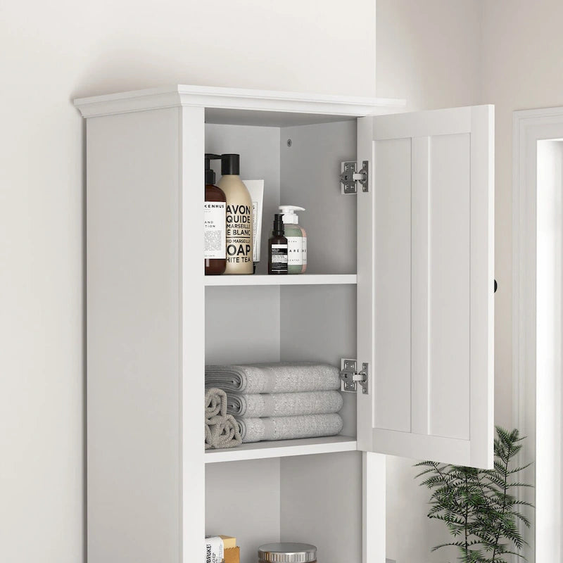 Armoire de rangement en bois pour salle de bain avec 2 portes et étagères