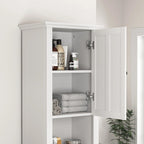 Armoire de rangement en bois pour salle de bain avec 2 portes et étagères