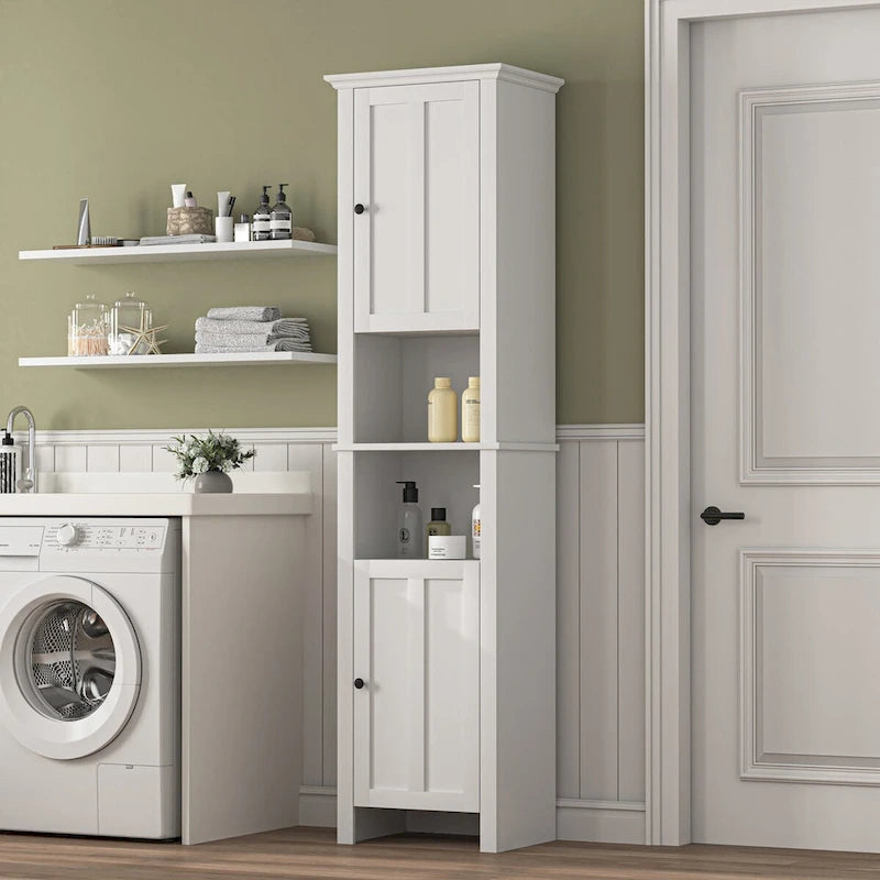 Armoire de rangement en bois pour salle de bain avec 2 portes et étagères
