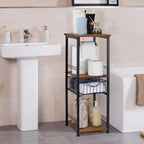 Étagère de rangement pour serviettes de salle de bain à 3 niveaux avec porte-serviettes.