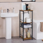 Étagère de rangement pour serviettes de salle de bain à 3 niveaux avec porte-serviettes.