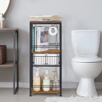 Étagère de rangement pour serviettes de salle de bain à 3 niveaux avec porte-serviettes.