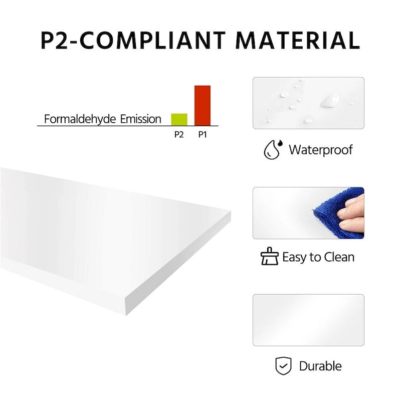 Meuble de rangement de salle de bain moderne Yaheetech avec 3 tiroirs et 2 étagères ouvertes, blanc - Non disponible