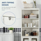 Armoire de salle de bain haute, colonne de rangement pour linge avec étagères réglables, étagère à 3 niveaux et 2 portes vitrées