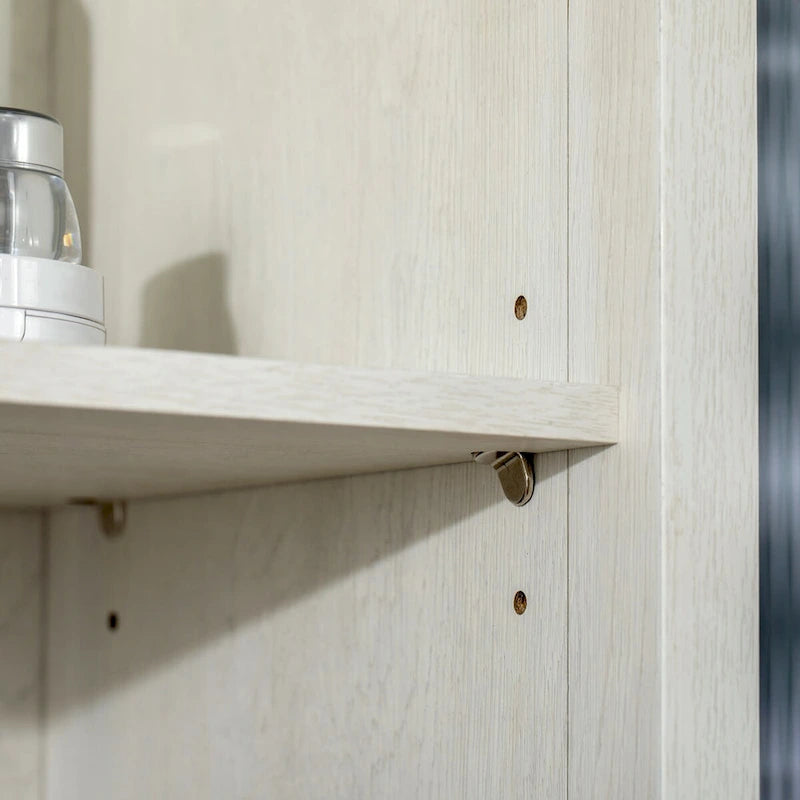 Armoire de salle de bain haute, colonne de rangement pour linge avec étagères réglables, étagère à 3 niveaux et 2 portes vitrées