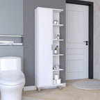 Armoire de rangement de salle de bain en lin de 63 pouces de haut avec quatre étagères ouvertes