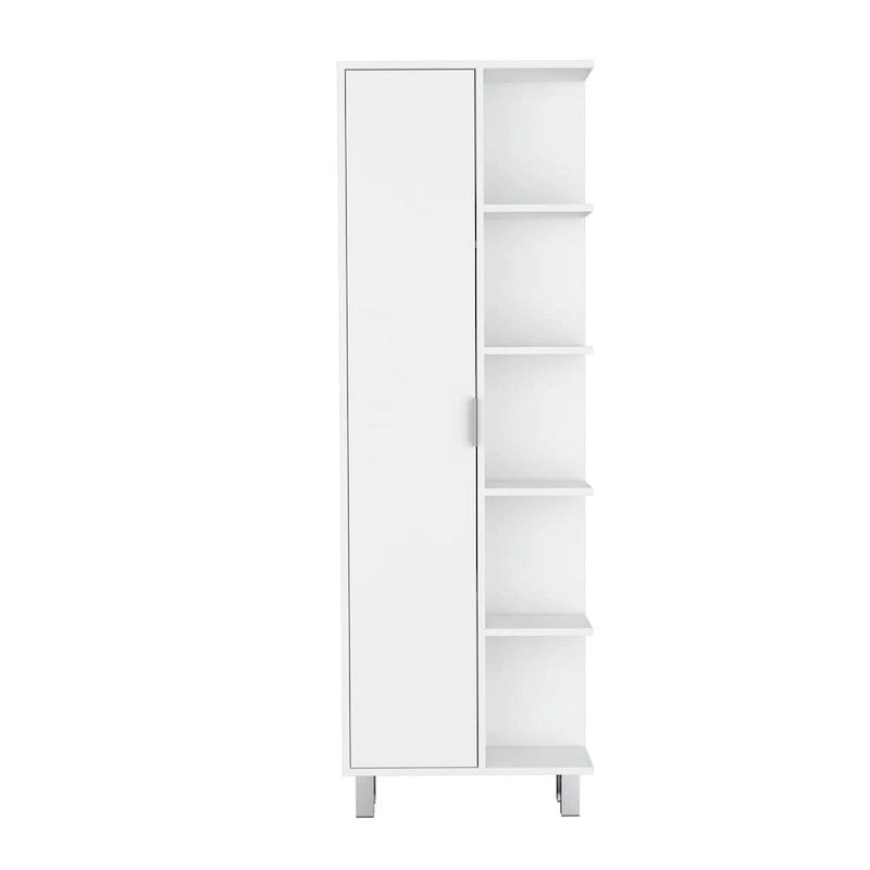 Armoire de rangement de salle de bain en lin de 63 pouces de haut avec quatre étagères ouvertes