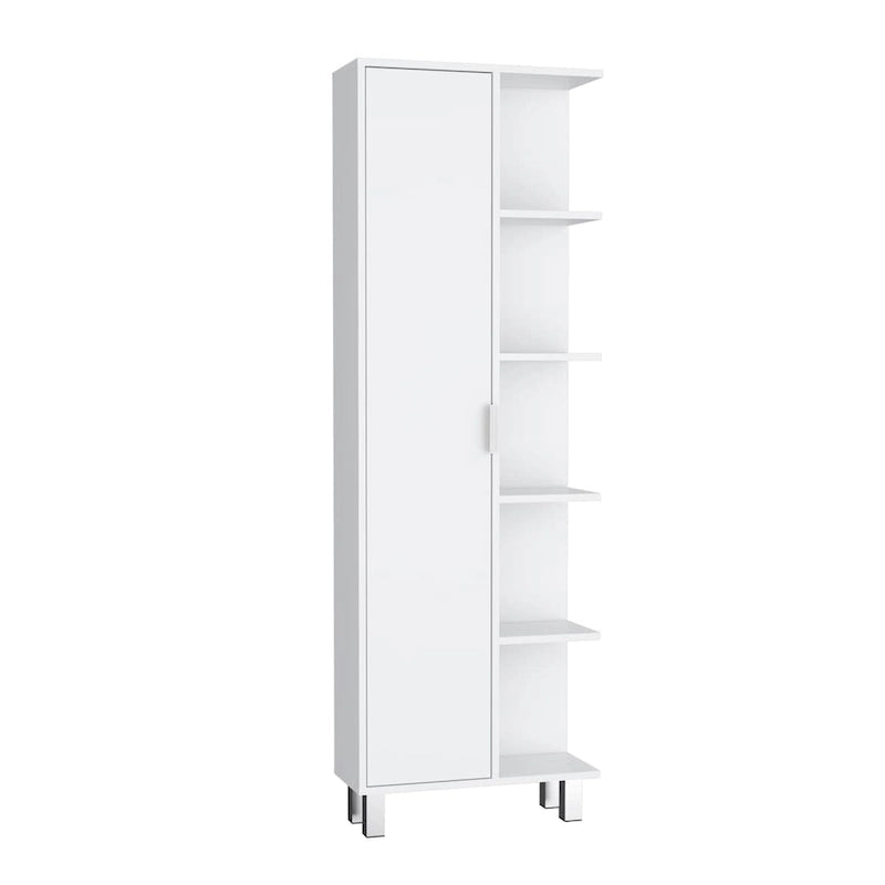 Armoire de rangement de salle de bain en lin de 63 pouces de haut avec quatre étagères ouvertes