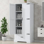Tall Bathroom Storage Cabinet with 2 Doors and 1 Drawer, Adjustable Shelf