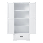 Armoire de rangement haute pour salle de bain avec 2 portes et 1 tiroir, étagère réglable
