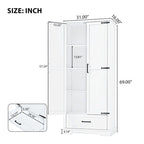 Armoire de rangement haute pour salle de bain avec 2 portes et 1 tiroir, étagère réglable