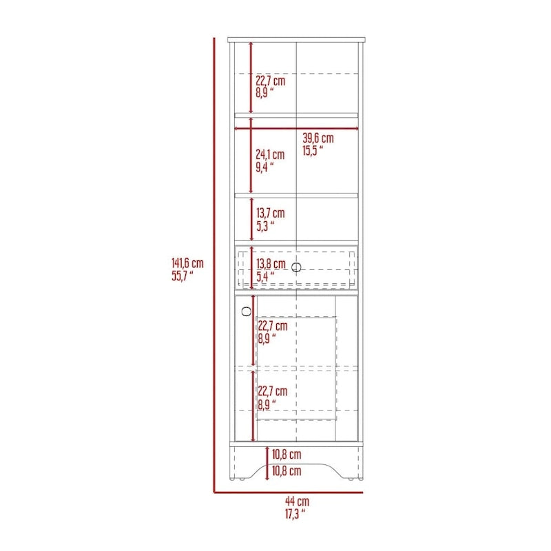Meuble bas de salle de bain, deux étagères intérieures, deux étagères ouvertes, une porte, pour salle de bain, cuisine, salon