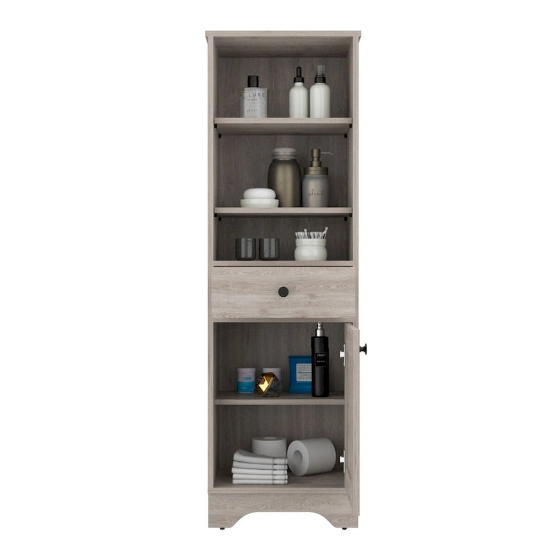 Meuble bas de salle de bain, deux étagères intérieures, deux étagères ouvertes, une porte, pour salle de bain, cuisine, salon