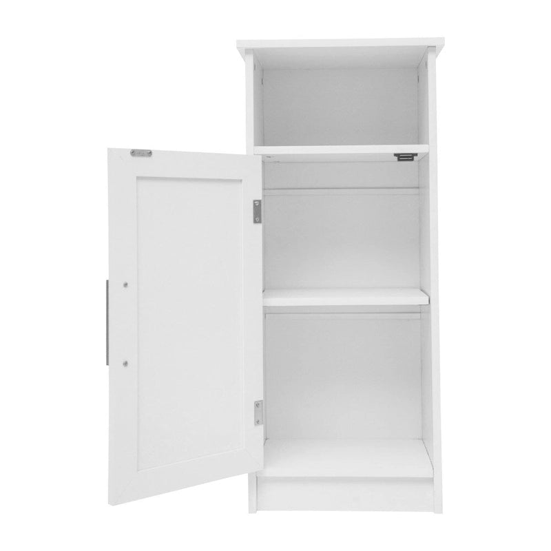Meuble de rangement moderne pour salle de bain avec porte à fermeture magnétique et 3 étagères