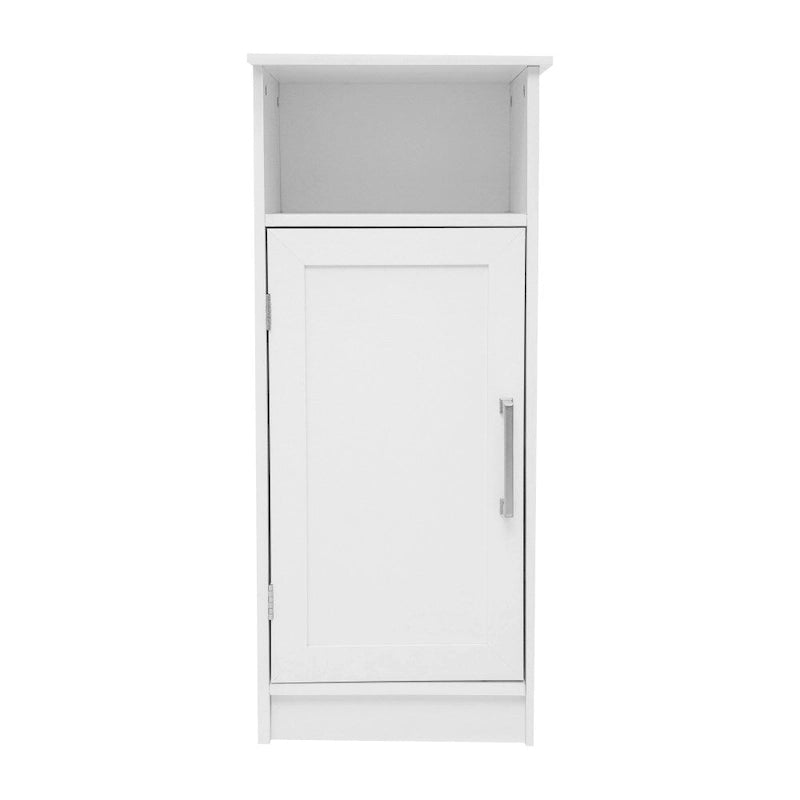 Meuble de rangement moderne pour salle de bain avec porte à fermeture magnétique et 3 étagères