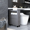 Armoire de rangement latérale étroite à roulettes en bois pour salle de bain