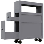 Armoire de rangement latérale étroite à roulettes en bois pour salle de bain