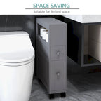 Armoire de rangement latérale étroite à roulettes en bois pour salle de bain