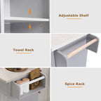 Îlot de cuisine roulant de 130 cm de large avec plateau rabattable et poubelle basculante