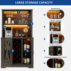 Meuble bar Moasis Farmhouse avec casier à vin et éclairage LED, buffet de rangement pour salle à manger