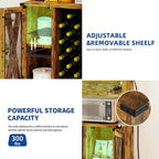 Meuble bar Moasis Farmhouse avec casier à vin et éclairage LED, buffet de rangement pour salle à manger
