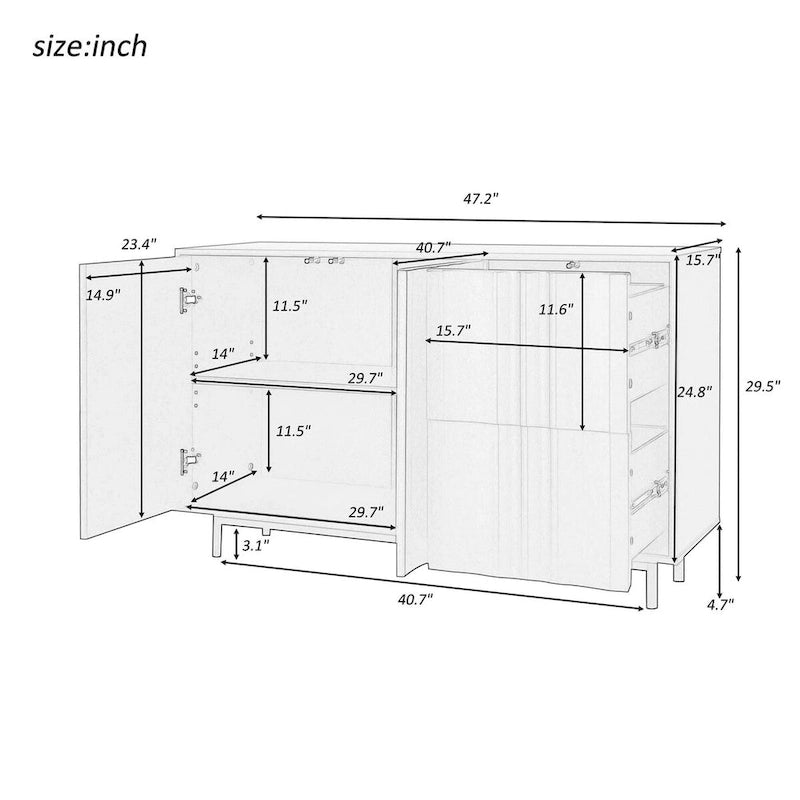 Armoire de rangement de 75 cm de hauteur avec étagères réglables - 120 x 40 cm