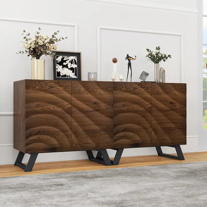 Buffet/meuble TV en bois à 2 ou 4 portes avec étagères réglables