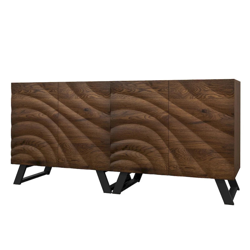 Buffet/meuble TV en bois à 2 ou 4 portes avec étagères réglables