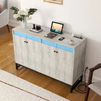 Meuble d'appoint à 4 portes avec prise électrique, buffet/bar avec éclairage LED